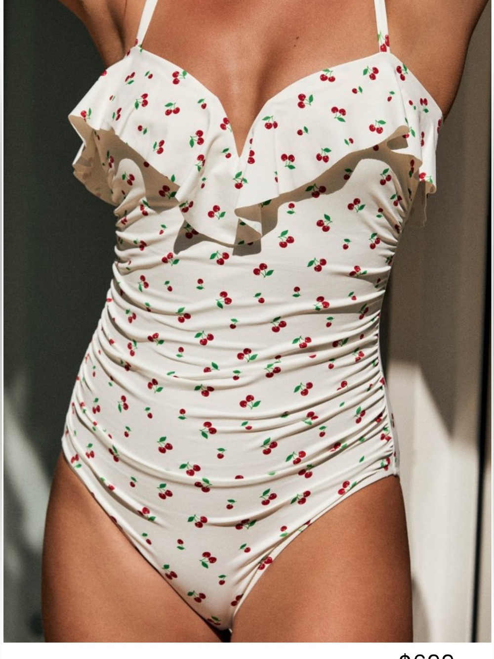 Sfera Cherry Print Ruffle One Piece Swimsuit Size L EUC
